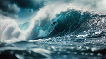 AI generated Massive Wave Surging in Open Ocean photo