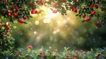 AI generated Field of Red Apples photo