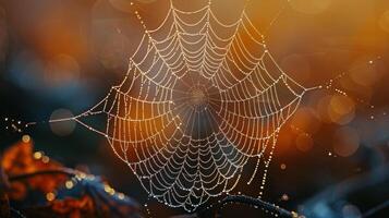 AI generated Glistening Spider Web With Water Droplets photo