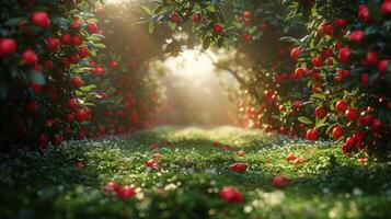 AI generated Field of Red Apples photo