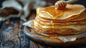AI generated Stack of Pancakes With Honey photo