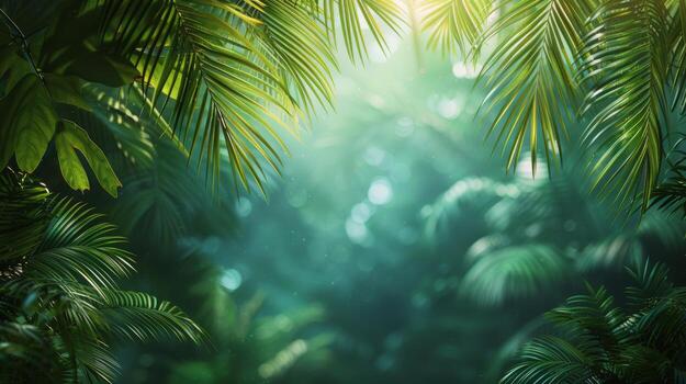 AI generated Dense Green Forest With Abundant Trees photo