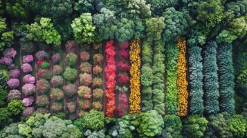 AI generated Diverse Trees in Forest Aerial View photo