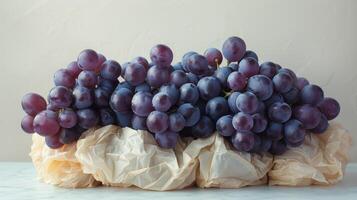 AI generated Bunch of Grapes on Table photo