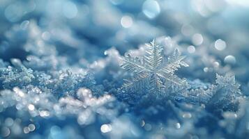 AI generated Detailed Close Up of a Snowflake in Bright Sunshine photo