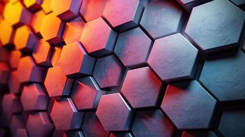 AI generated Close Up of a Colorful Hexagonal Pattern photo