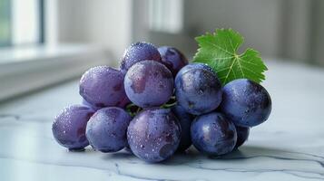 AI generated Bunch of Grapes on Table photo