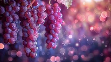 AI generated Bunch of Grapes Hanging From Vine photo