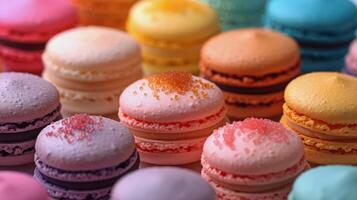 AI generated Close Up of Colorful Macaroons photo