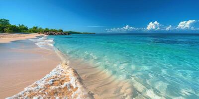 AI generated Sandy Beach With Wave Rolling In photo