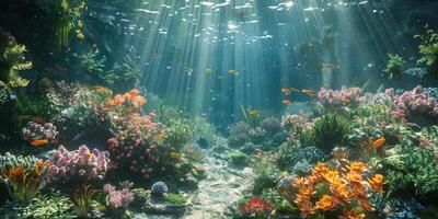 AI generated Sunlight Streaming Through Coral Reef photo