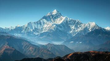 AI generated Panoramic View of Mountain Range From Summit photo