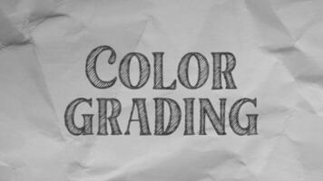 Color grading animation on a white paper background video