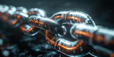 AI generated Close Up of Chain With Orange Lights photo