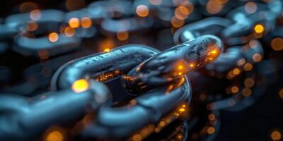 AI generated Close Up of Chain With Orange Lights photo