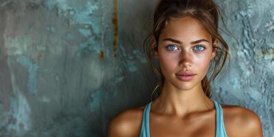 AI generated Beautiful Young Woman With Blue Eyes Posing photo