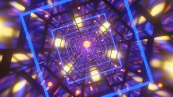 Abstract seamless looped neon animation of Infinite tunnel Squares form tunnel sectors. VJ Loop. Abstract VJ loop, 3d render. video