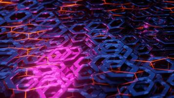 Wave motion of hexagonal shape. Futuristic glow sci-fi VJ Loop. Abstract background, 3d render. video