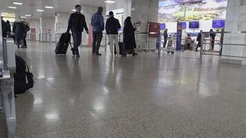 hall near reception desks in Manas airport video