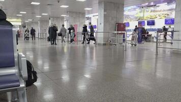 hall near reception desks in Manas airport video