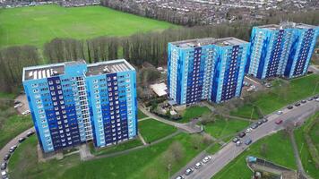 High Angle View of North Luton City During Cloudy and Rainy Day. Luton, England UK. March 19th, 2024 video