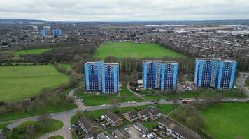 High Angle View of North Luton City During Cloudy and Rainy Day. Luton, England UK. March 19th, 2024 video