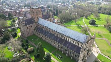 alto ángulo imágenes de central Santo albanes ciudad de Inglaterra unido Reino. marzo 16, 2024 video