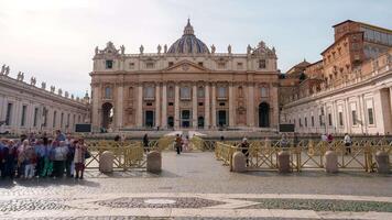 Panorama view of Saint Peter's Basilica and square on sunrise in Vatican, Italy video