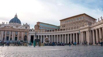 panorama ver de Santo de pedro basílica y cuadrado en amanecer en Vaticano, Italia video