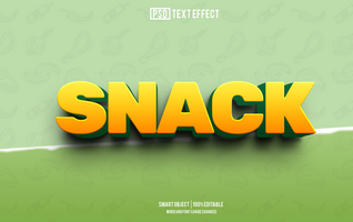 snack  text effect, font editable, typography, 3d text psd