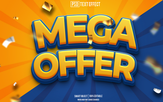 mega offer  text effect, font editable, typography, 3d text psd