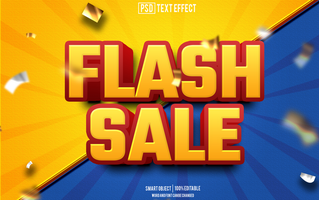 flash sale  text effect, font editable, typography, 3d text psd