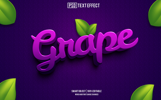 grape  text effect, font editable, typography, 3d text psd