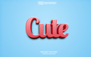 cute  text effect, font editable, typography, 3d text psd