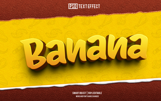 banaan tekst effect, doopvont bewerkbaar, typografie, 3d tekst. psd