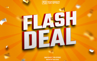 flash deal  text effect, font editable, typography, 3d text psd