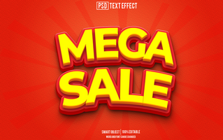 mega sale text effect, font editable, typography, 3d text psd