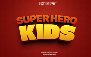 súper héroe niños texto efecto, fuente editable, tipografía, 3d texto psd