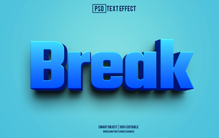 break text effect, font editable, typography, 3d text. psd
