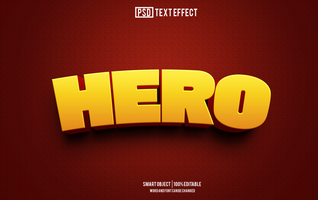 héroe texto efecto, fuente editable, tipografía, 3d texto. psd