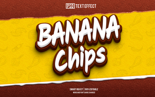 banana chips text effect, font editable, typography, 3d text. psd