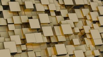 abstract 3d image of a gold wall with many cubes video