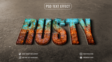 rusty metallic 3d text effect logo mockup psd