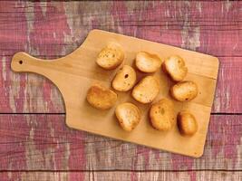 Bread on wooden background video