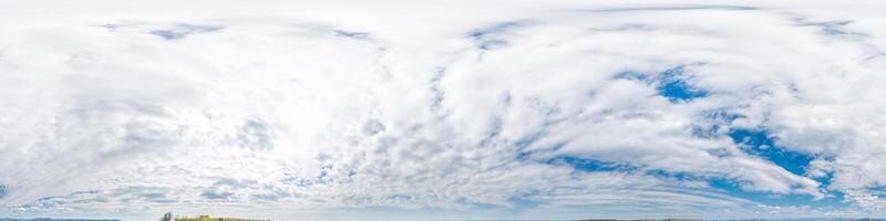 Seamless sky panorama on overcast day in spherical equirectangular format with complete zenith for use in 3D graphics, game and for composites in aerial drone 360 degree panoramas as a sky dome. photo
