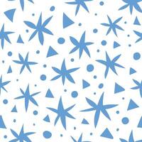 Seamless pattern with hand drawn blue stars. vector