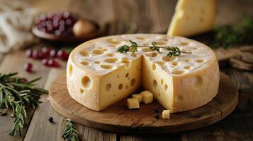 AI generated Piece of Cheese With Holes photo