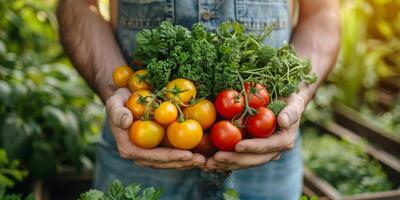 AI generated Person Holding Bunch of Vegetables photo