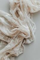 AI generated Close Up of White Lace on Cloth photo