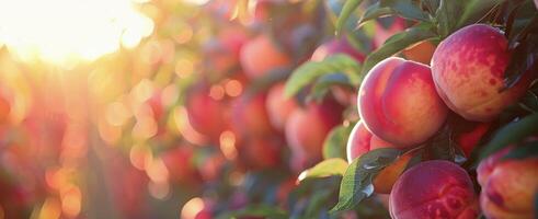 AI generated Tree Laden With Ripe Peaches photo